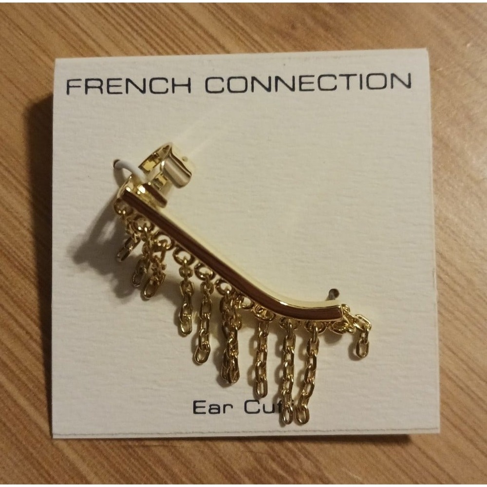NEW French Connection Goldtone Fringed Ear Cuff Earring